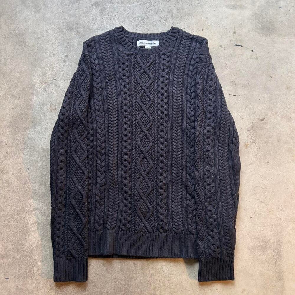 vintage black cable fisherman sweater